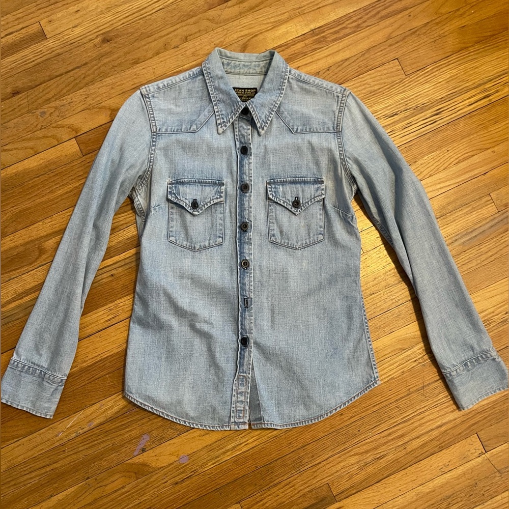 Women's Light Blue Denim Button-Down Shirt